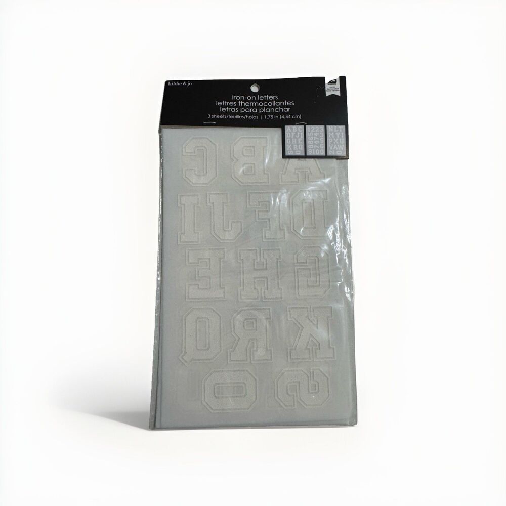 Hildie Jo Iron on Letters Numbers White 1.75 Inch Transfer 3 Sheets Varsity